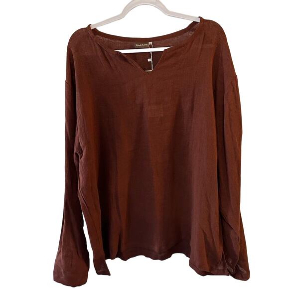 Island Importer Vino Linen Blend Lanai Shirt Boho Beachy Lagenlook Tunic Large - Picture 1 of 7